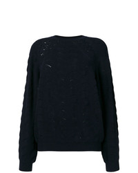Женский темно-синий кружевной свитер с круглым вырезом от See by Chloe
