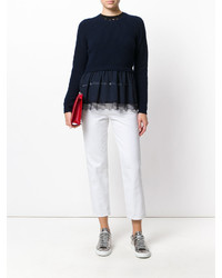 Женский темно-синий кружевной свитер от No.21