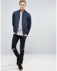 Мужской темно-синий легкий бомбер от Brave Soul