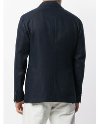 Мужской темно-синий льняной вязаный пиджак от Tagliatore