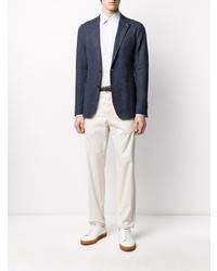 Мужской темно-синий льняной вязаный пиджак от Tagliatore