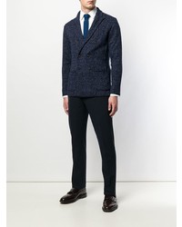 Мужской темно-синий льняной двубортный пиджак от Lardini