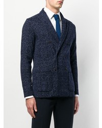 Мужской темно-синий льняной двубортный пиджак от Lardini