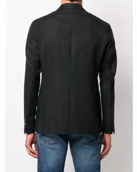 Мужской темно-синий льняной двубортный пиджак от Tagliatore