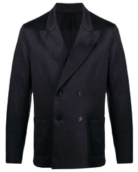 Мужской темно-синий льняной двубортный пиджак от Harris Wharf London