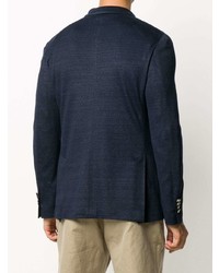 Мужской темно-синий льняной двубортный пиджак от Lardini