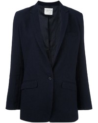 Темно-синий льняной пиджак