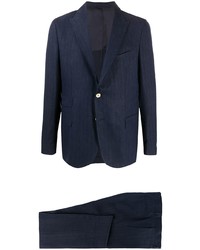 Мужской темно-синий льняной пиджак в вертикальную полоску от Eleventy