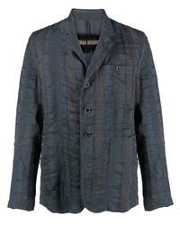 Мужской темно-синий льняной пиджак в вертикальную полоску от Uma Wang
