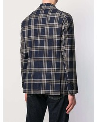 Мужской темно-синий льняной пиджак в клетку от Tagliatore