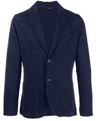 Мужской темно-синий льняной пиджак с узором зигзаг от Lardini