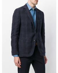 Мужской темно-синий льняной пиджак от Lardini