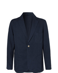 Мужской темно-синий льняной пиджак от De Bonne Facture