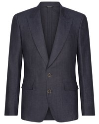 Мужской темно-синий льняной пиджак от Dolce & Gabbana