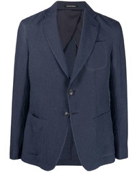 Мужской темно-синий льняной пиджак от Emporio Armani