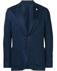 Мужской темно-синий льняной пиджак от Lardini