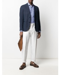 Мужской темно-синий льняной пиджак от Boglioli