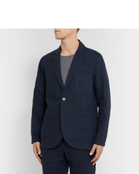 Мужской темно-синий льняной пиджак от De Bonne Facture