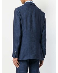 Мужской темно-синий льняной пиджак от Etro