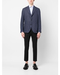 Мужской темно-синий льняной пиджак от Lardini