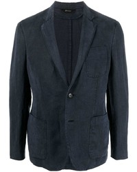 Мужской темно-синий льняной пиджак от Z Zegna