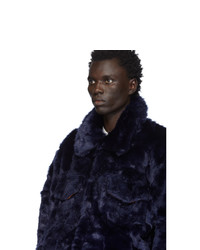 Мужской темно-синий меховой бомбер от Landlord