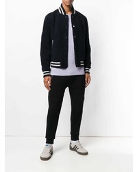 Мужской темно-синий меховой бомбер от President’S