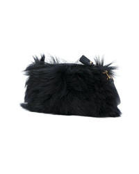 Темно-синий меховой клатч от Anya Hindmarch