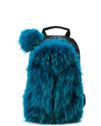 Женский темно-синий меховой рюкзак от Mr & Mrs Italy
