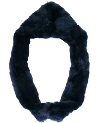Темно-синий меховой шарф