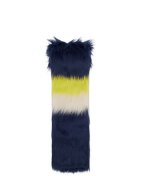 Мужской темно-синий меховой шарф в горизонтальную полоску от Gucci
