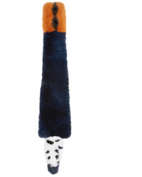 Женский темно-синий меховой шарф от Fendi