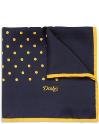 Темно-синий нагрудный платок в горошек от Drakes