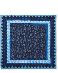 Темно-синий нагрудный платок с "огурцами" от Etro