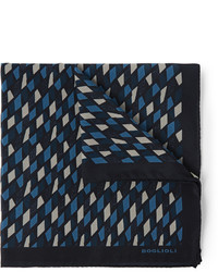 Темно-синий нагрудный платок с принтом от Boglioli