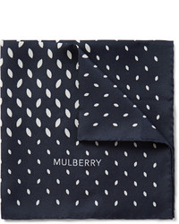 Темно-синий нагрудный платок с принтом от Mulberry