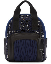 Женский темно-синий нейлоновый рюкзак от Miu Miu