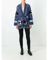 Женский темно-синий открытый кардиган с геометрическим рисунком от Alanui
