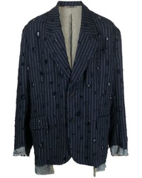 Мужской темно-синий пиджак в вертикальную полоску от Acne Studios