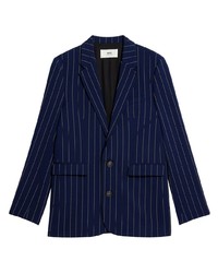 Мужской темно-синий пиджак в вертикальную полоску от Ami Paris