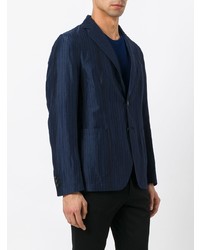 Мужской темно-синий пиджак в вертикальную полоску от The Gigi