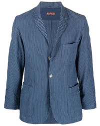 Мужской темно-синий пиджак в вертикальную полоску от Aspesi