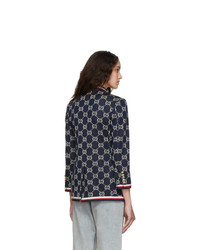 Женский темно-синий пиджак в вертикальную полоску от Gucci