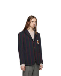 Мужской темно-синий пиджак в вертикальную полоску от Gucci
