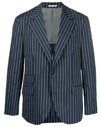 Мужской темно-синий пиджак в вертикальную полоску от Brunello Cucinelli