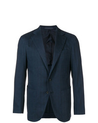 Мужской темно-синий пиджак в вертикальную полоску от Caruso