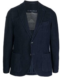 Мужской темно-синий пиджак в вертикальную полоску от Circolo 1901