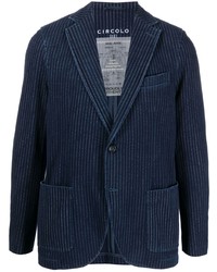 Мужской темно-синий пиджак в вертикальную полоску от Circolo 1901