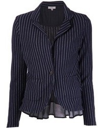 Женский темно-синий пиджак в вертикальную полоску от Clu