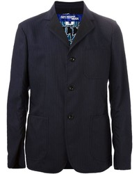 Мужской темно-синий пиджак в вертикальную полоску от Comme des Garcons